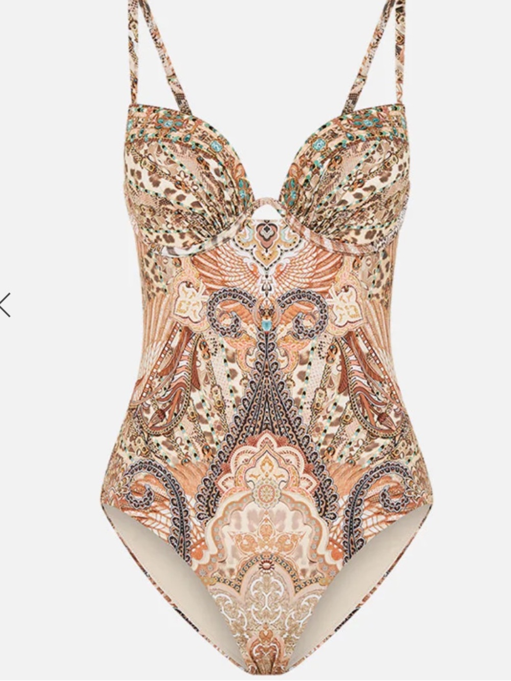 NWT Camilla Ththrone Wire Moulder Bra Beige Paisley One Piece Swimsuit Small - Picture 3 of 15
